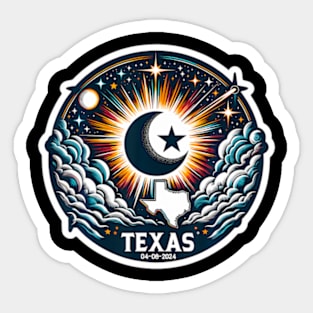 Texas Map Total Solar Eclipse April 8 2024 Sticker